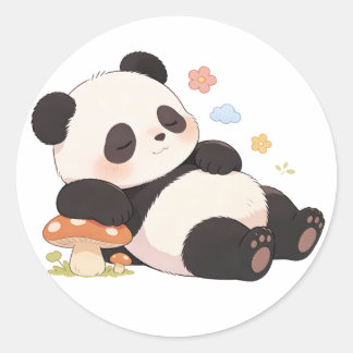 Pegatina Redonda panda,warm,healing,slow-paced,inner peace #017