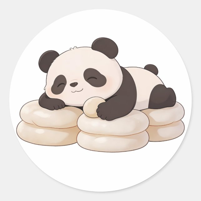 Pegatina Redonda panda,warm,healing,slow-paced,inner peace #018 (Anverso)