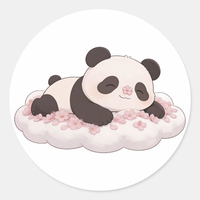Pegatina Redonda panda,warm,healing,slow-paced,inner peace #019 (Anverso)