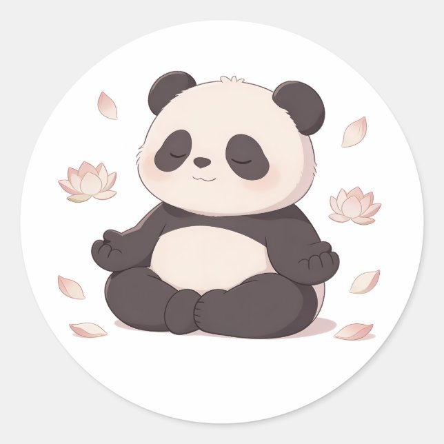 Pegatina Redonda panda,warm,healing,slow-paced,inner peace #02 (Anverso)