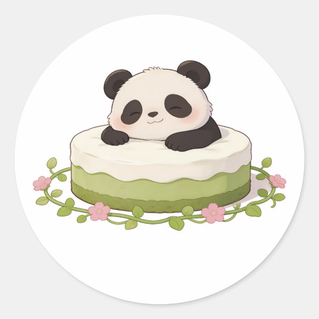 Pegatina Redonda panda,warm,healing,slow-paced,inner peace #04 (Anverso)