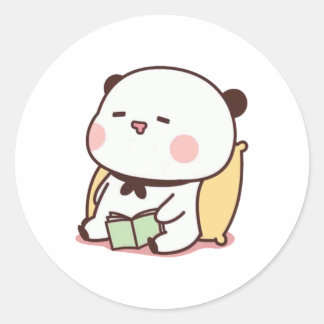 Pegatina Redonda Panda Y Brownie Bear Couple Doze