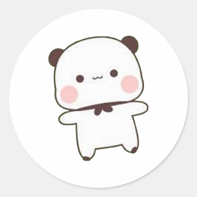 Pegatina Redonda Panda Y Brownie Bear Pareja (Anverso)