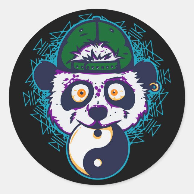 PEGATINA REDONDA PANDA YIN YANG (Anverso)
