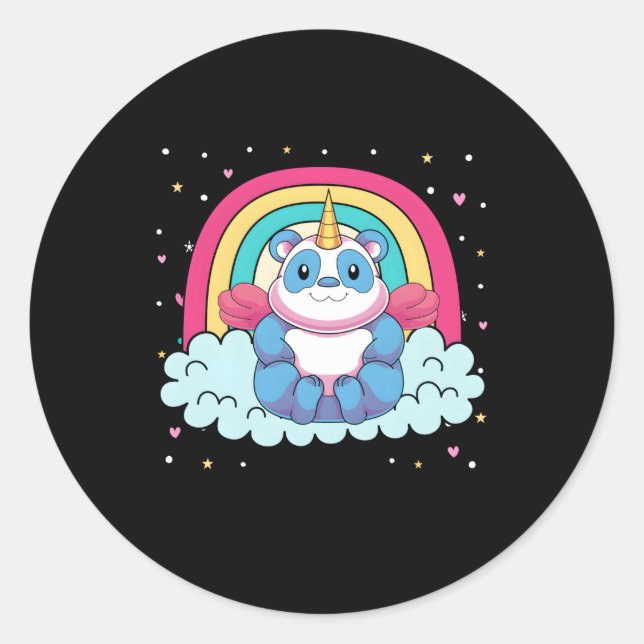 Pegatina Redonda Pandacorn Unicorn Panda (Anverso)