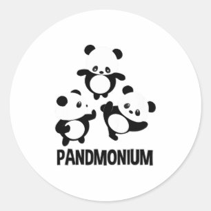 Pegatina Redonda Pandamonium TShirt Funny Panda Bear Pun Tee