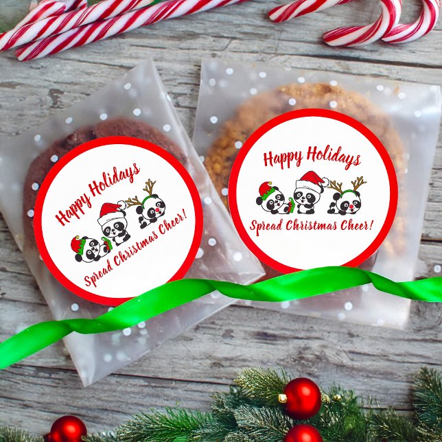 Pegatina Redonda Pandas Navidades personalizados (Subido por el creador)