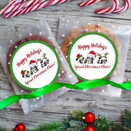 Pegatina Redonda Pandas Navidades personalizados
