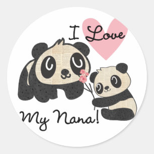 Pegatina Redonda Pandas que amo a mi nana