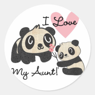 Pegatina Redonda Pandas que amo a mi tía