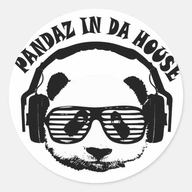 Pegatina Redonda Pandaz En Casa Da (Anverso)