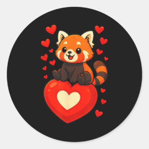 Pegatina Redonda Pandilla Roja Día de San Valentín Romántico Dibujo