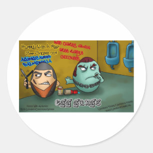 Pegatina Redonda Pandillas de huevo podrida Graciosos Tees Mugs Tar