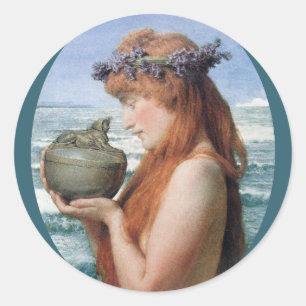 Pegatina Redonda Pandora por Sir Lawrence Alma-Tadema