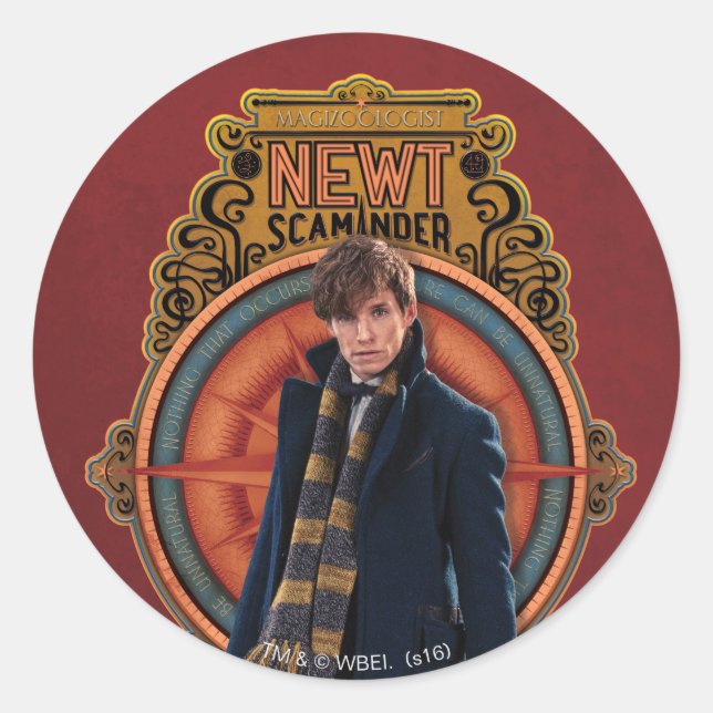 Pegatina Redonda Panel de Art Nouveau permanente de NEWT SCAMANDER™ (Anverso)