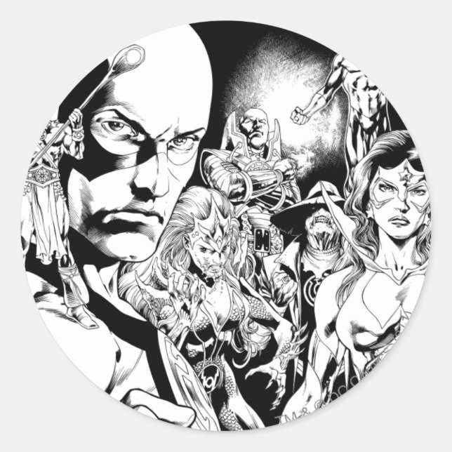 Pegatina Redonda Panel de comic nocturno más negro 2 (Anverso)