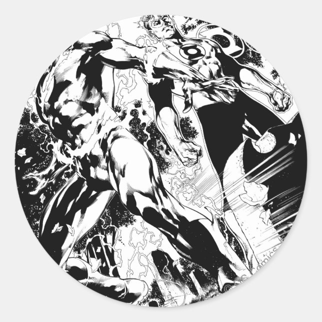 Pegatina Redonda Panel de relámpago y linterna verde 2 (Anverso)