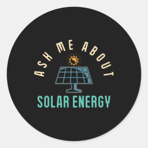 Pegatina Redonda Panel solar me pregunta sobre energía solar