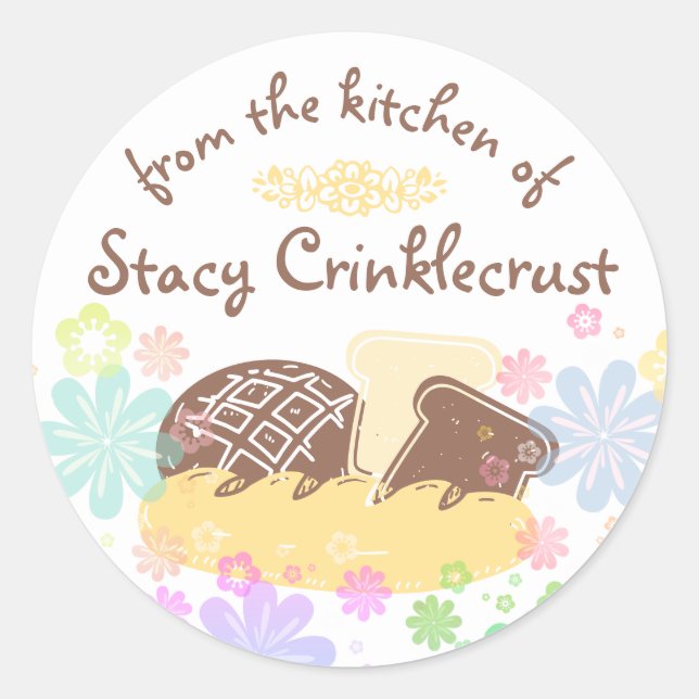 Pegatina Redonda Panes caseros personalizados desde la cocina de (Anverso)