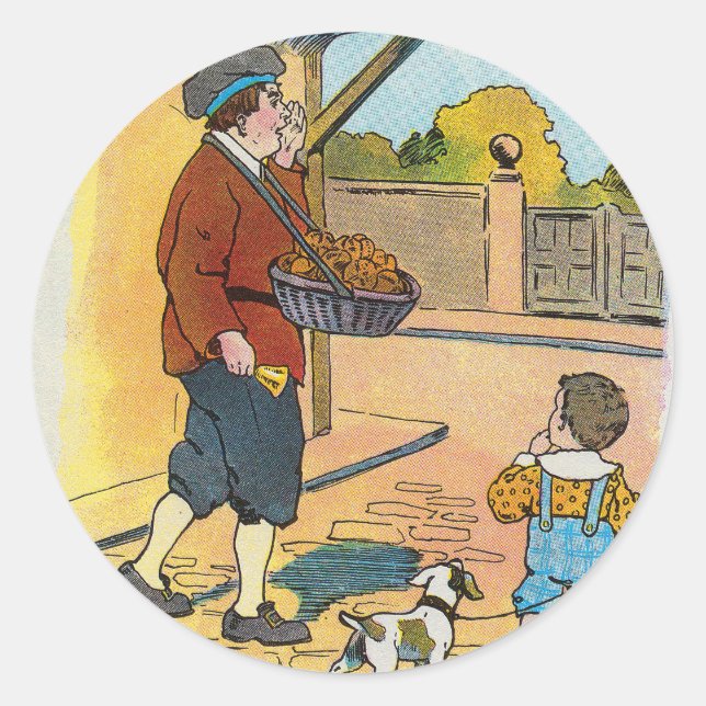 Pegatina Redonda Panes de cruz caliente, imagen de rima de uva madr (Anverso)