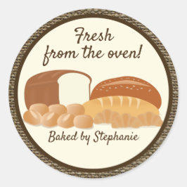 Pegatina Redonda Panes recién horneados