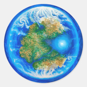 Pegatina Redonda Pangaea y el océano de los Tethys