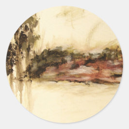 Pegatina Redonda Panorama de arte ambiguoso y abstracto