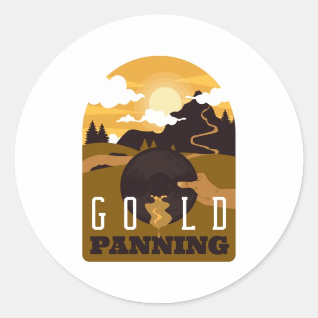 Pegatina Redonda Panorama de oro (Anverso)