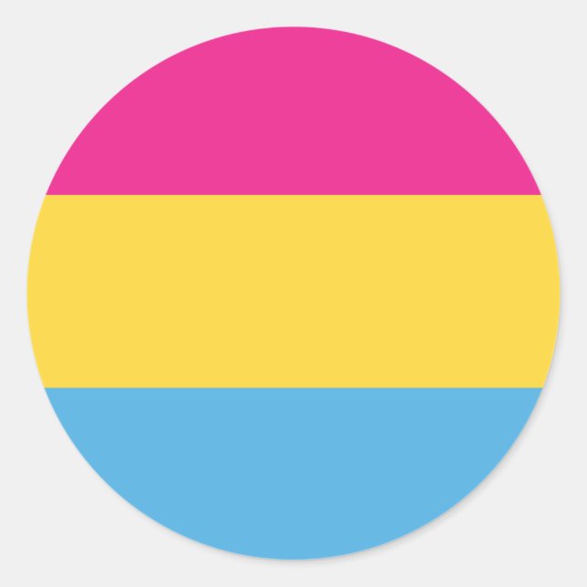 Pegatina Redonda Pansexual | Diseño de la bandera de orgullo | Tira (Anverso)