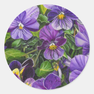 Pegatina Redonda "Pansies morados" por Jenny Koch