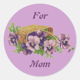 Pegatina Redonda Pansies Para Mamá