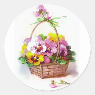Pegatina Redonda Pansy Basket
