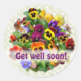 Pegatina Redonda PANSY BEAUTY "Get Well"