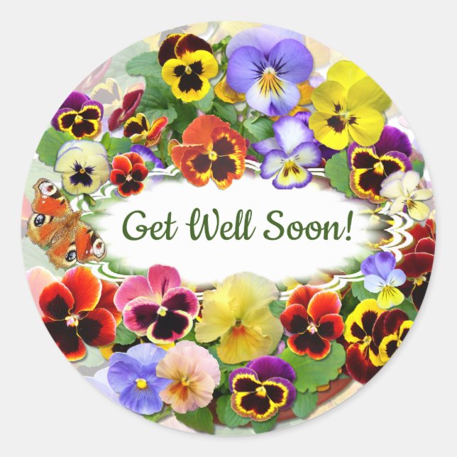 Pegatina Redonda PANSY BEAUTY ~ Pegatinas (Anverso)