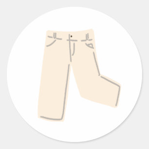 Pegatina Redonda Pantalones de mezclilla beige crema garabato dibuj