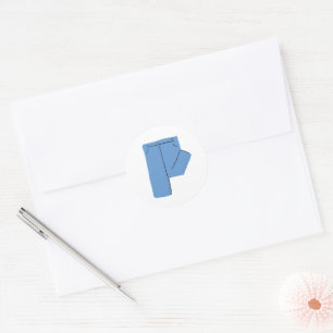 Pegatina Redonda Pantalones Vaqueros Azules Doblados Doodle Minimal