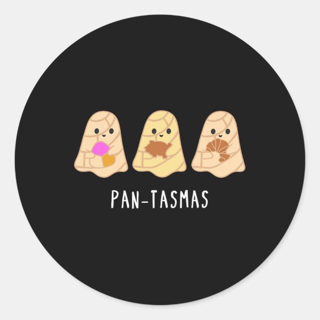 Pegatina Redonda Pantasmas Fantasma Graciosa Conchas Fantasma Mexic (Anverso)