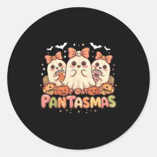 Pegatina Redonda Pantasmas Fantasma Graciosa Conchas Mexicanas Hall