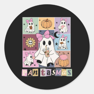 Pegatina Redonda Pantasmas Halloween Mexicano Fantasma Conchas C