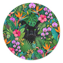 Pantera Negra Flores de la Jungla y Follaje Tropic