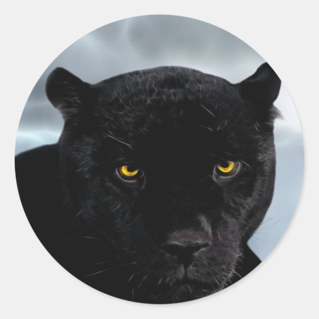 Pegatina Redonda Pantera negra Panthera (Anverso)