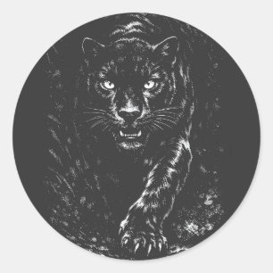 Pegatina Redonda Pantera Negra — por BurnsInHell