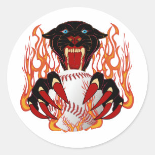 Pegatina Redonda Panther-Baseball-1White-T-2