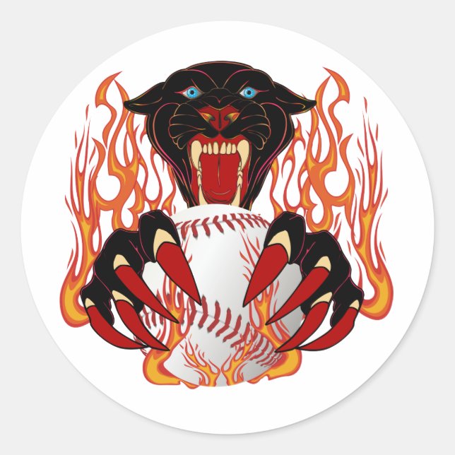 Pegatina Redonda Panther-Baseball-1White-T-2 (Anverso)