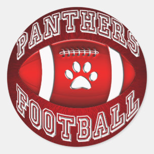 Pegatina Redonda Panthers Football Red and White