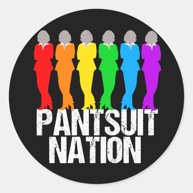 Pegatina Redonda Pantsuit Nation Rainbow Women (Anverso)