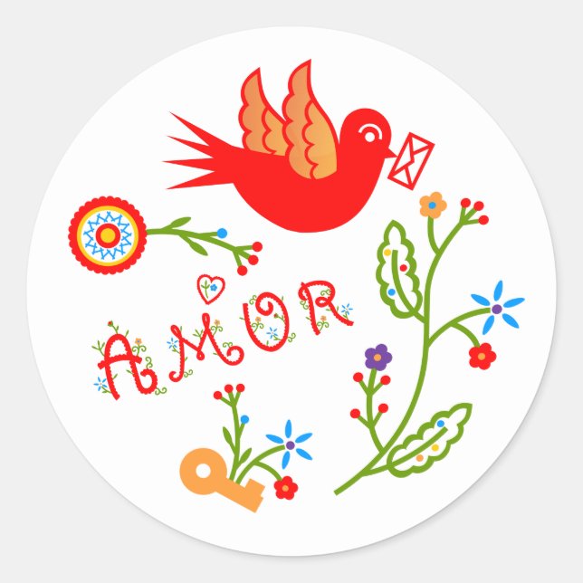 Pegatina Redonda pañuelos de amor de San Valentín (Anverso)