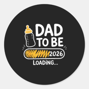 Pegatina Redonda Papá a ser 2026 Cargando Ascendido a Papá 1ra Vez