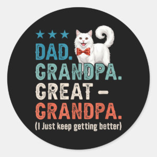 Pegatina Redonda Papá Abuelo Bisabuelo Mejor Día del Padre Gato