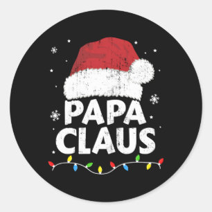 Pegatina Redonda Papá Abuelo Claus enciende a la familia Pajama